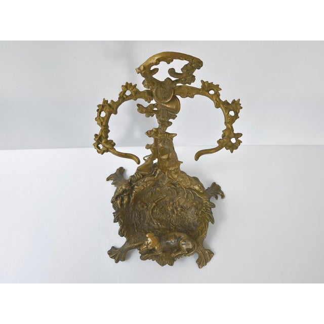 Vintage Hunting Scene Umbrella Stand in Gilded Brass, 1950s For Sale - Image 4 of 11