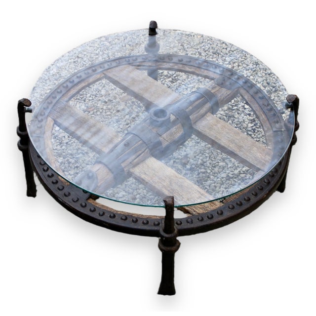 Wood Antique Spanish Wheel Coffee Table For Sale - Image 7 of 14