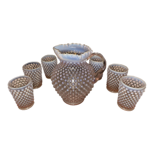 Vintage Fenton Pitcher With 6 Tumbler