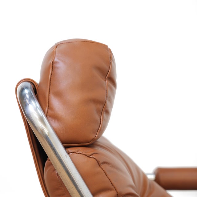 1970s Post Modern Chrome & Leather Attributed to Jan Des Bouvrie for Gelderland For Sale - Image 11 of 15