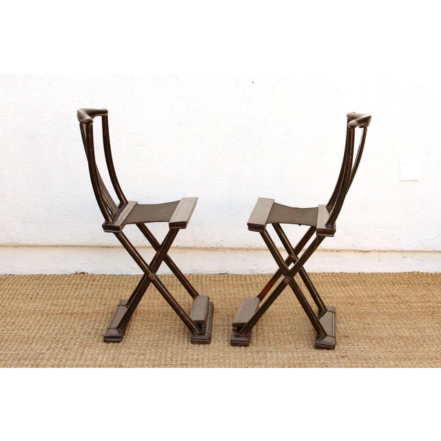 Pair of Antique Folding Campaign Chairs For Sale In Los Angeles - Image 6 of 11