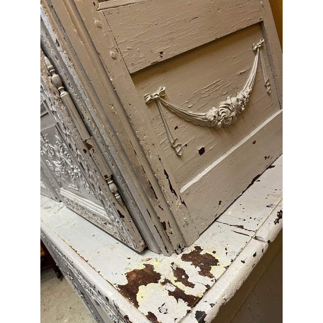 Late 19th Century Painted French 2 Piece Cabinet. Cabinet Has Pegs That Go in to Bottom Piece For Sale - Image 9 of 9