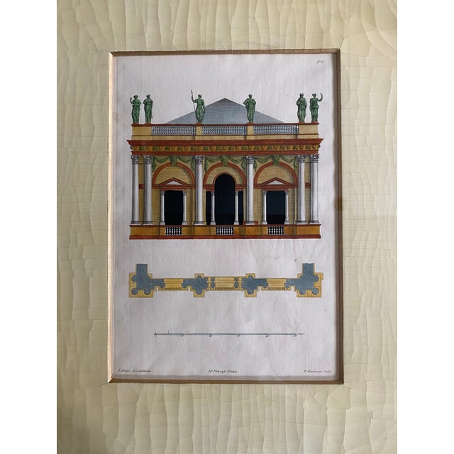 Ivory Architectural Hand Colored Framed Engravings, Set of Four For Sale - Image 8 of 10