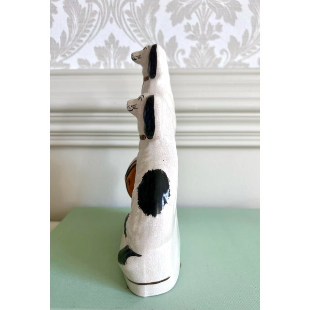 Mid 20th Century Antique-Style Black & White Staffordshire Barrel Dogs Figurine For Sale - Image 5 of 6