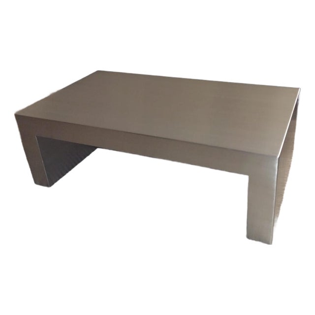 Waterfall Coffee Table in Brushed Stainless Steel, 36"w × 20"d × 12"h Ponoma For Sale