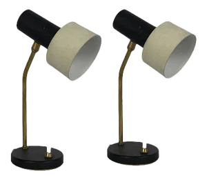 Mid-Century Italian Adjustable Cone Table Lamps, Set of 2
