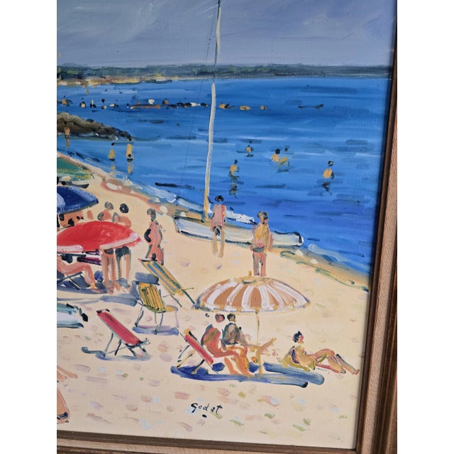 A very fine and vintage original artist signed impressionist beach painting. Having its original high quality gallery...