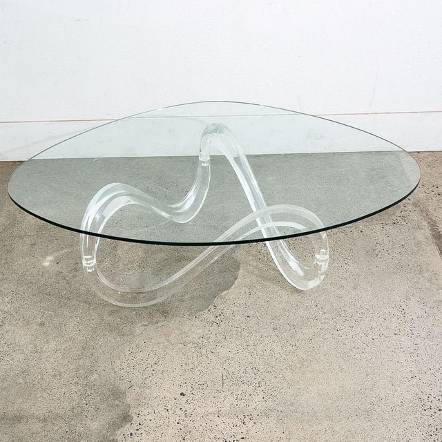 1970s Mid Century Modern Coffee Table Abstract Sculptural Glass Attributed to Charles Hollis Jones For Sale - Image 9 of 12