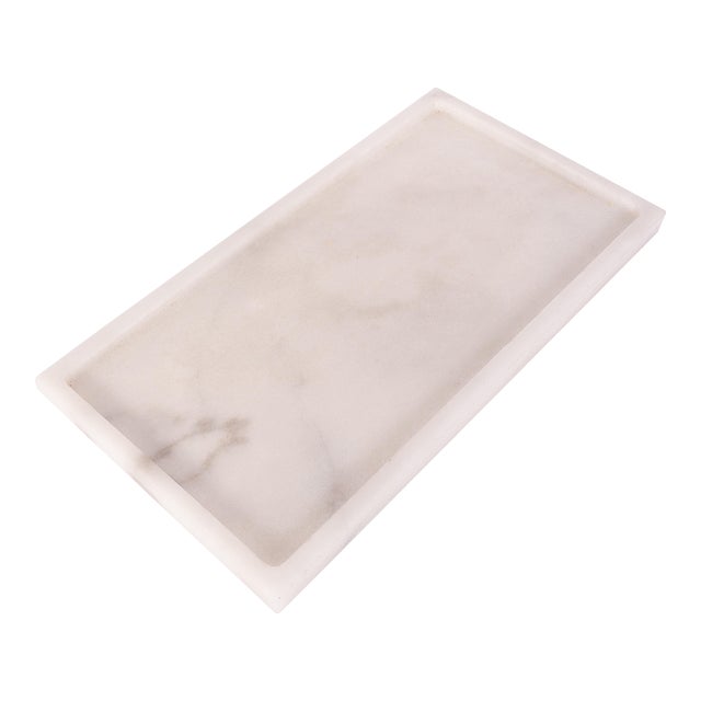 Artifacts Trading Company Rectangular Marble Tray in White For Sale