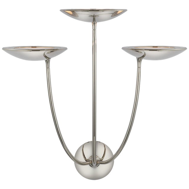 Keira Large Triple Sconce in Polished Nickel Designer: Thomas O'Brien Height: 23" Extension: 13.25" Backplate: 4.75" Round...