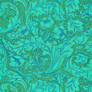 Morris & Co Bachelors Button Wallpaper in Olive/Turquoise - a Sample