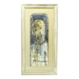 Large Vintage Original Sylvia Bernstein Figural Abstract Mixed Media Painting For Sale