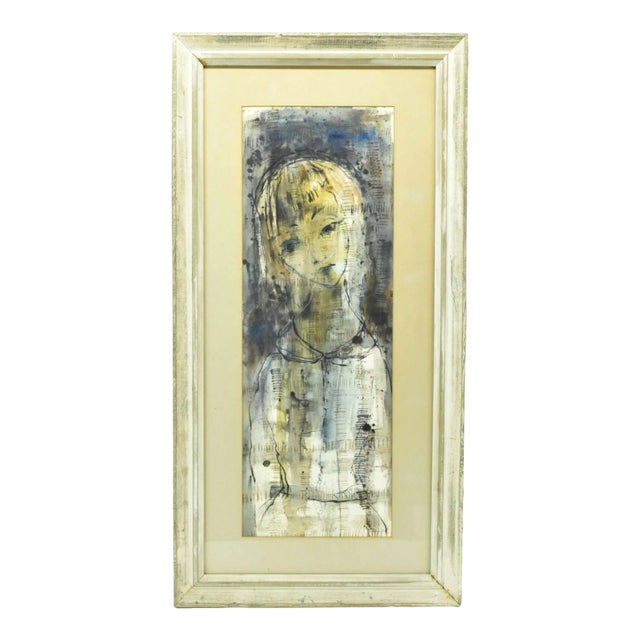 Large Vintage Original Sylvia Bernstein Figural Abstract Mixed Media Painting For Sale