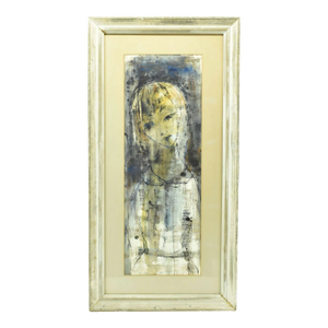 Large Vintage Original Sylvia Bernstein Figural Abstract Mixed Media Painting