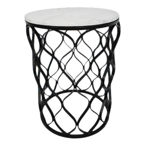 Iron Wave & Marble Side Table