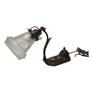 Art Nouveau German Piano Lamp in Glass and Tin, 1900s For Sale