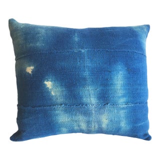 Vintage African Custom Made Indigo Cloth Pillow 14.5" by 12" For Sale