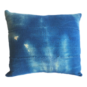 Vintage African Custom Made Indigo Cloth Pillow 14.5" by 12"