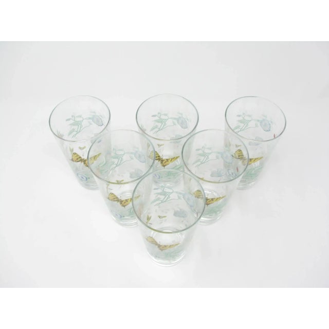 1990s Vintage Lenox Butterfly Meadow Glass Tumblers or Hiballs - 6 Pieces For Sale - Image 5 of 12
