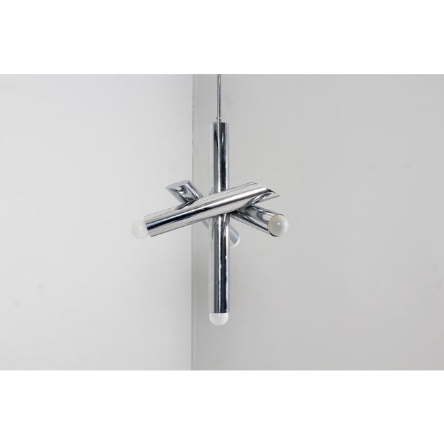1970s Space Age Adjustable Suspension Lamp in Chromed Steel, 1975 For Sale - Image 5 of 16