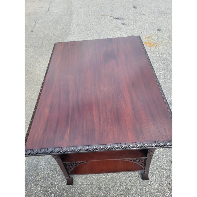 Great 19th Century English Mahogany Detail Carved Center Table. For Sale - Image 4 of 16