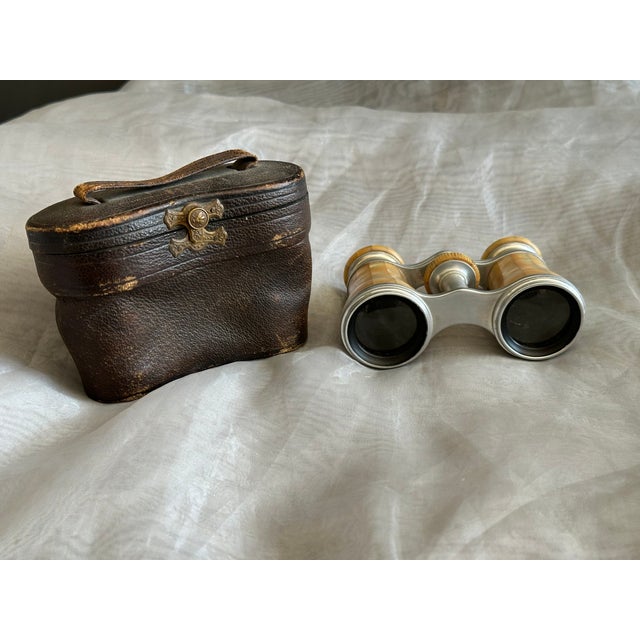Antique Mother of Pearl French Opera Glasses in Leather Case For Sale - Image 15 of 18