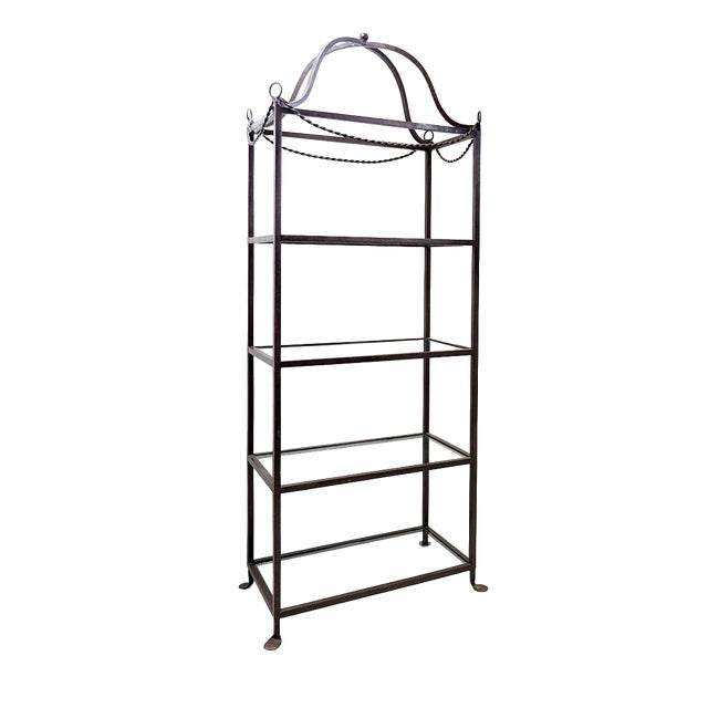 Vintage Pagoda Style Shelves in Black Metal, 1980s For Sale