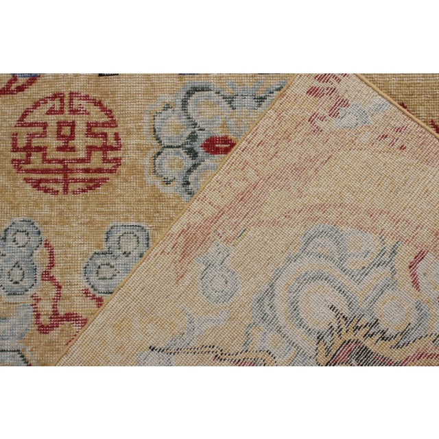 Handknotted Multi Patterned Chinese Dragon Rug, Orange and Blue, 9'x12' For Sale In New York - Image 6 of 7