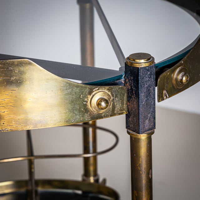 Brass and Glass Bar Cart, Italy, Mid-20th Century For Sale - Image 4 of 18