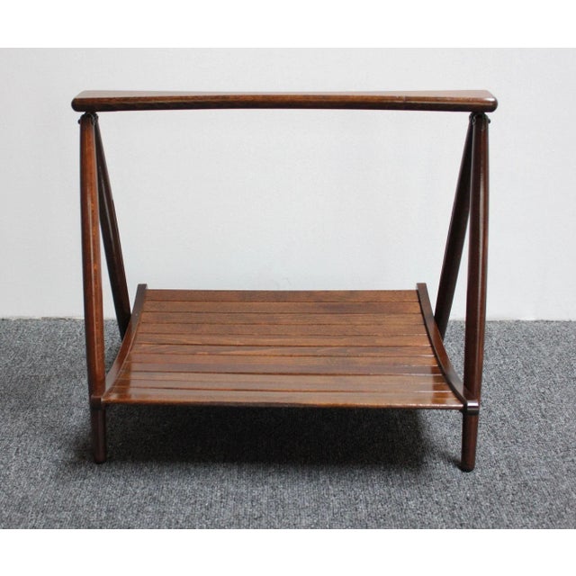 1970s Vintage Yugoslavian Nasco Stained Beechwood Collapsible Magazine Rack For Sale - Image 5 of 13