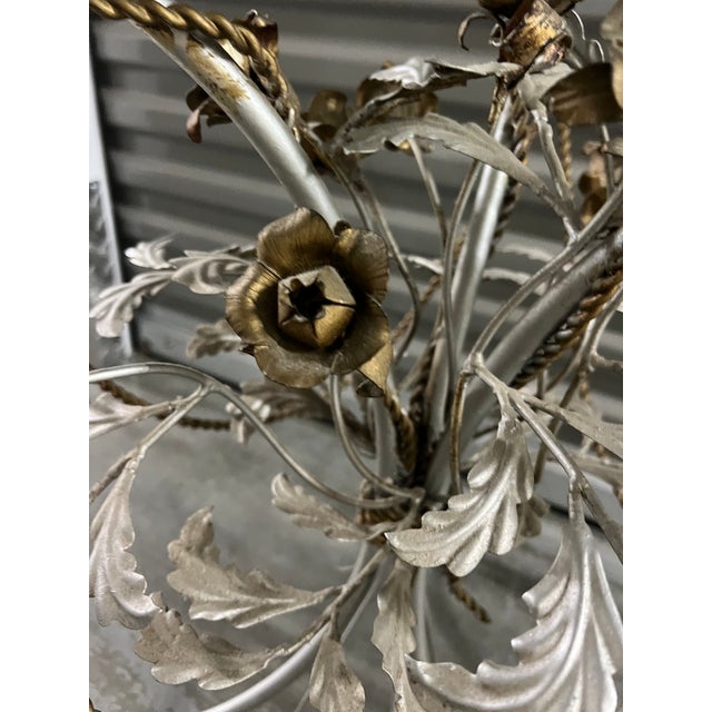 Italian Mid Century Mixed Metal Wrought Iron Side Tables, Glass Top Pair For Sale In Miami - Image 6 of 7