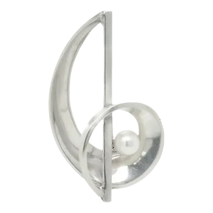 Vintage Antonio Pineda Mexican Modernist 970 Silver & Pearl Brooch or Pin