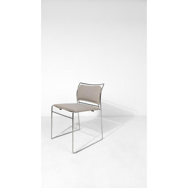 Stackable Chrome Chairs with Ecru Bouclé Seats by Kazhide Takahama for Simon Gavina, 1970s, Set of 8 For Sale - Image 14 of 18