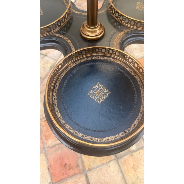 Vintage Maitland-Smith Trefold Tooled Leather & Brass Side Table For Sale - Image 15 of 16