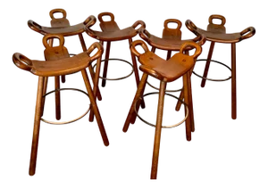 Brutalist Spanish Marbella Bar Stools, 1960s, Set of 6