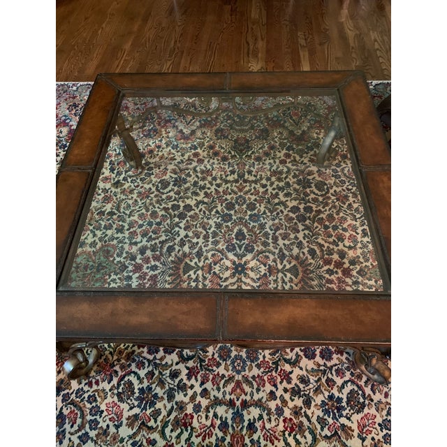 Thomasville Thomasville Leather, Iron & Glass Top Coffee Table For Sale - Image 4 of 12