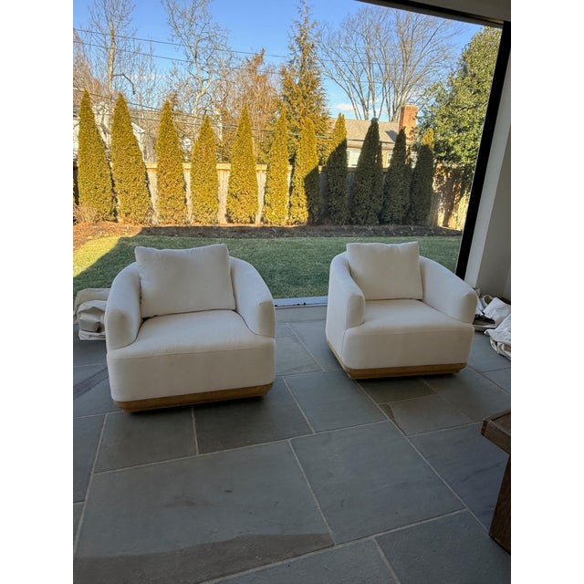Mid-Century Modern Pair of Rh Oslo Teak Swivel Outdoor Lounge Chairs For Sale - Image 3 of 8