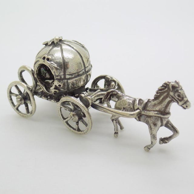 Vintage Italian Handmade Genuine Silver Cinderella Carriage Figurine by Arpa Silversmith, 1970s For Sale - Image 4 of 11