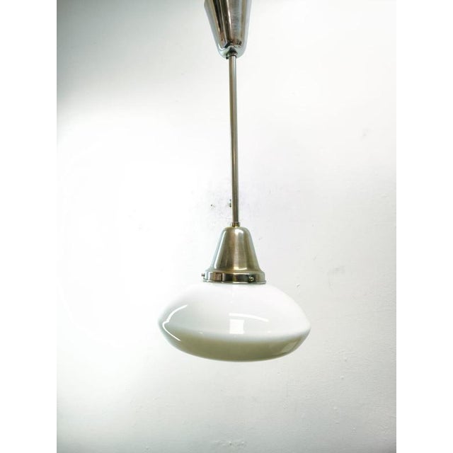 Vintage Hanging Light in White Opal Glass, 1950s For Sale - Image 9 of 12