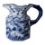 Vintage Style Chinoiserie Blue & White Octagonal Pitcher Vase - Figural Serpent Dragon Handle.. For Sale
