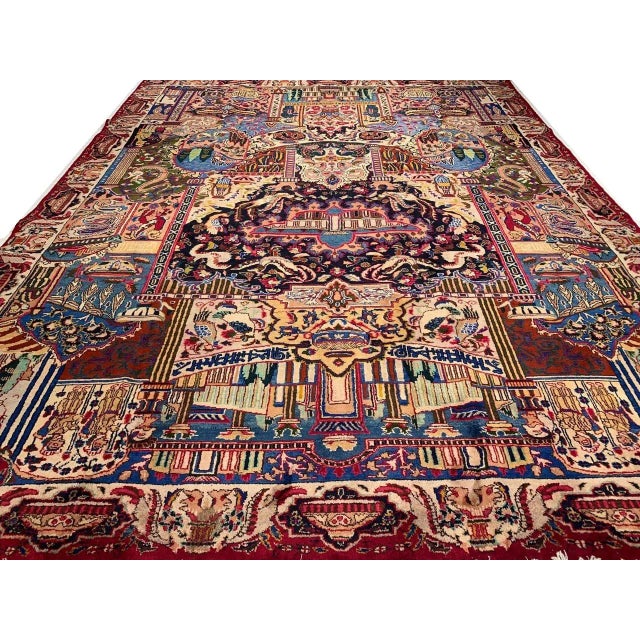 Red 1970s Vintage Fine Hand Knotted Kashmar Rug For Sale - Image 8 of 10