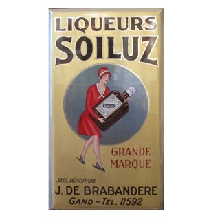 Original 1927 Belgian Art Deco Tin Liqueur Soiluz For Sale