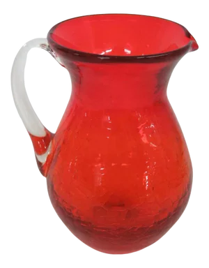 Mid-Century Modern Crackle Glass Red Small Pitcher Jug Milk Creamer