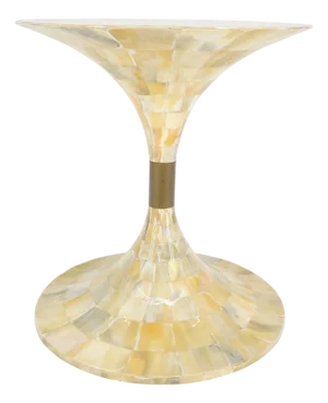 Mother of Pearl Veneer Patch Work Tulip Shape side End Table Stand MINT