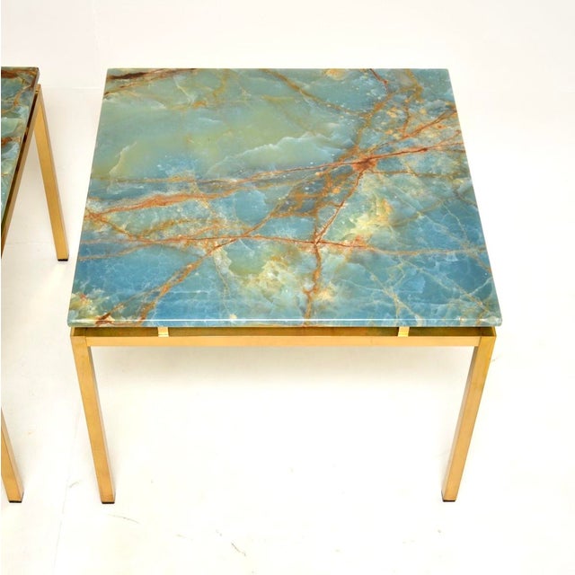 Vintage Italian Brass and Marble Side Tables, 1970s, Set of 2 For Sale - Image 4 of 10