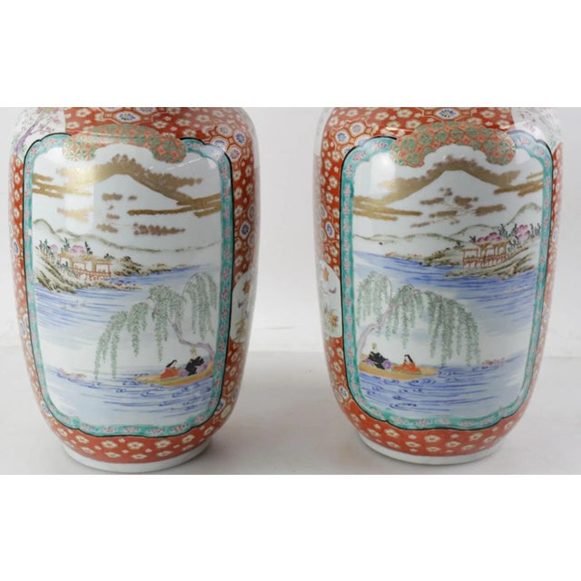 Pair of Late 19th Century Japanese Porcelain Vases For Sale - Image 9 of 10