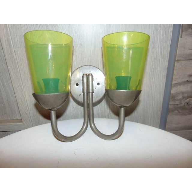 Vintage double wall lamp, 1950s, dimensions: depth 15 cm, height 19 cm, diameter of the sign - 8.5 cm. European Plug (up...