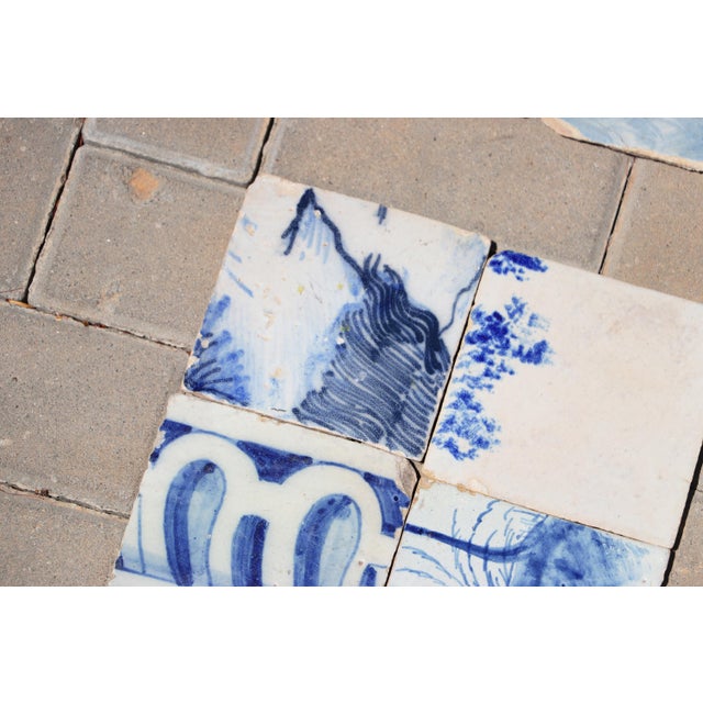 Baroque Antique Set of 8 Baroque Portuguese Tiles 18th Century Blue & White Scenic and Architectural Motifs For Sale - Image 3 of 10