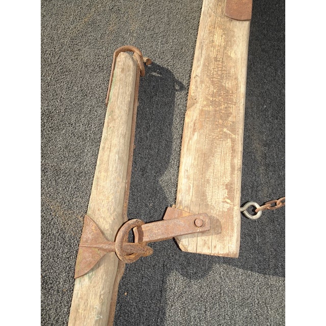 Antique Western Farm Horse Double Tree Hand W Forged Iron For Sale - Image 11 of 18