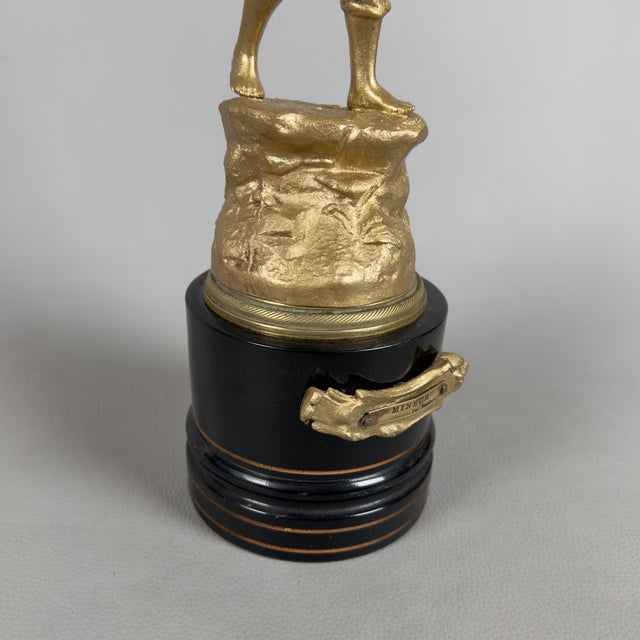 Wood Antique Gilded Antimony Sculpture of a Miner by Ruchet, Early 1900s For Sale - Image 7 of 12